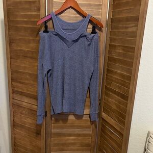 Anthropologie Blue Off-Shoulder Knit Top